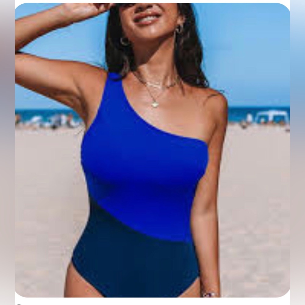 NWOT New Swimsuit Blue One-Shoulder Size 26